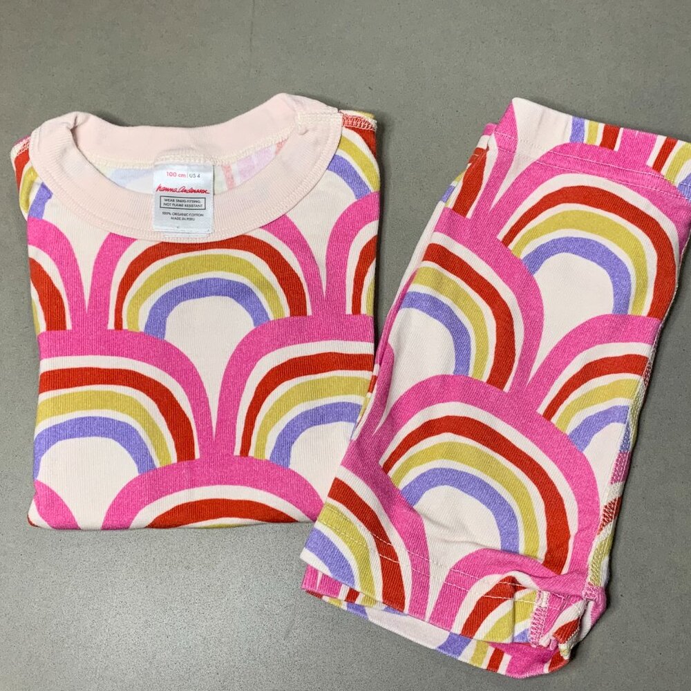 Hanna Andersson Rainbow Print Short Pajama Set Size 4 Organic Cotton